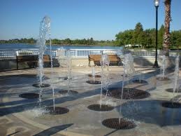 Interactive Fountain Popular Spot on the lake in downtown Tradition, Port St. Lucie, Florida 34987